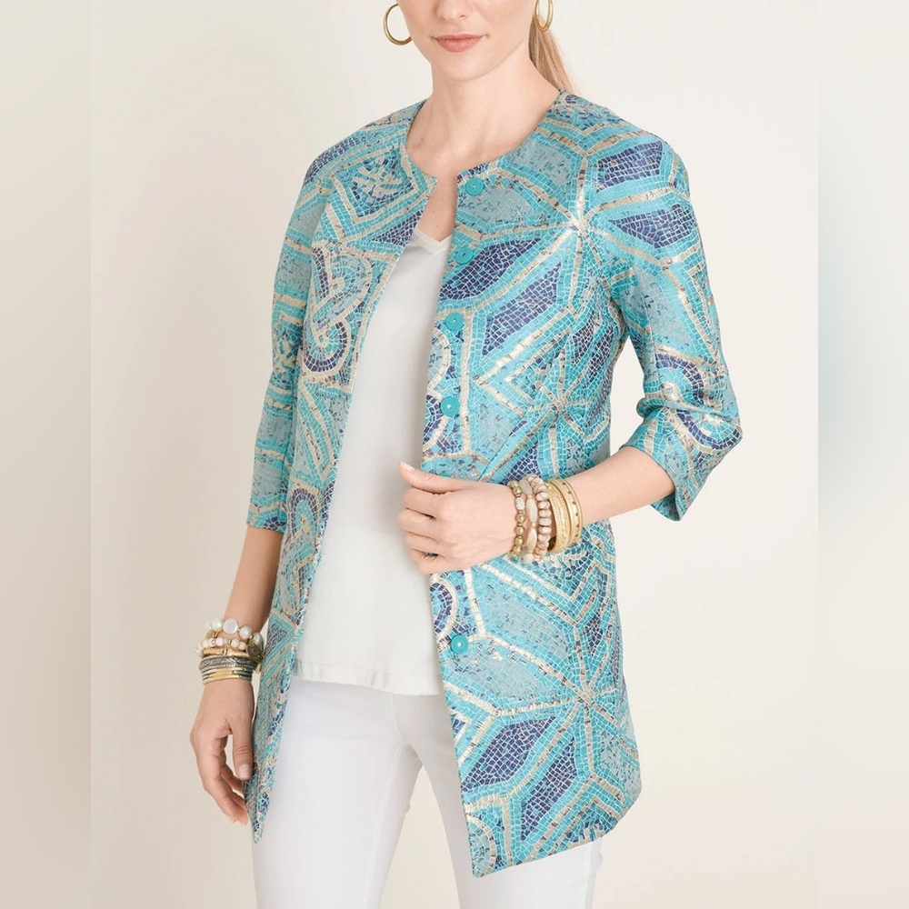 Chico's - Mosaic-Print Topper - Read for Sizing